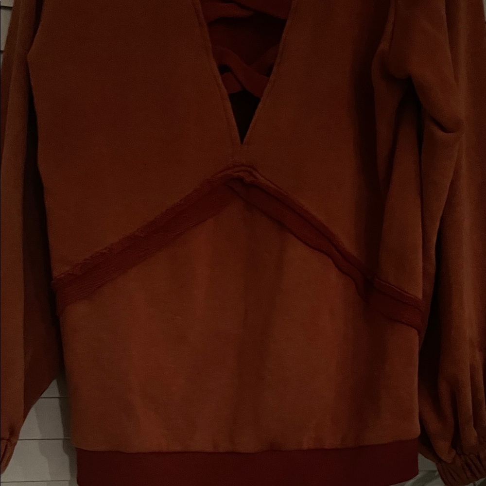 POL Rust Orange Lace-Up Back sweatshirt - Picture 3 of 15